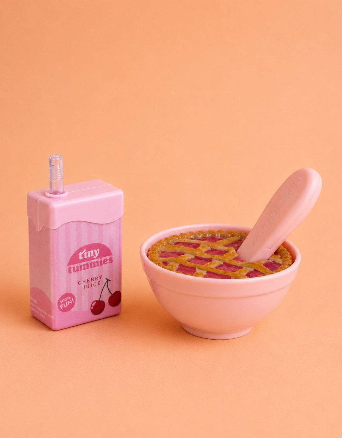 Tiny Tummies Set - Cherry Pie Bowl and Juice Box - Tiny Harlow