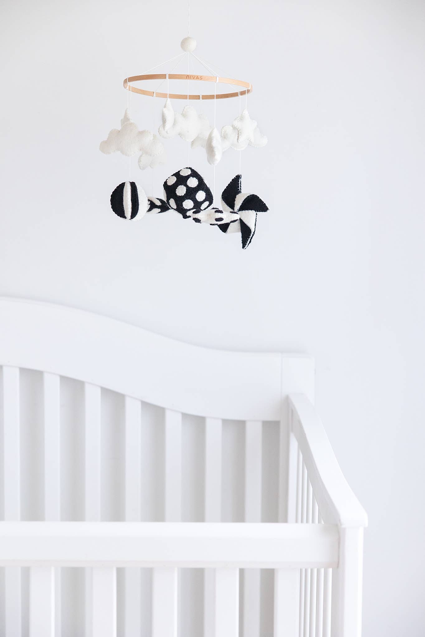 Black & White Contrast Shapes Crib Mobile - Handmade Gift