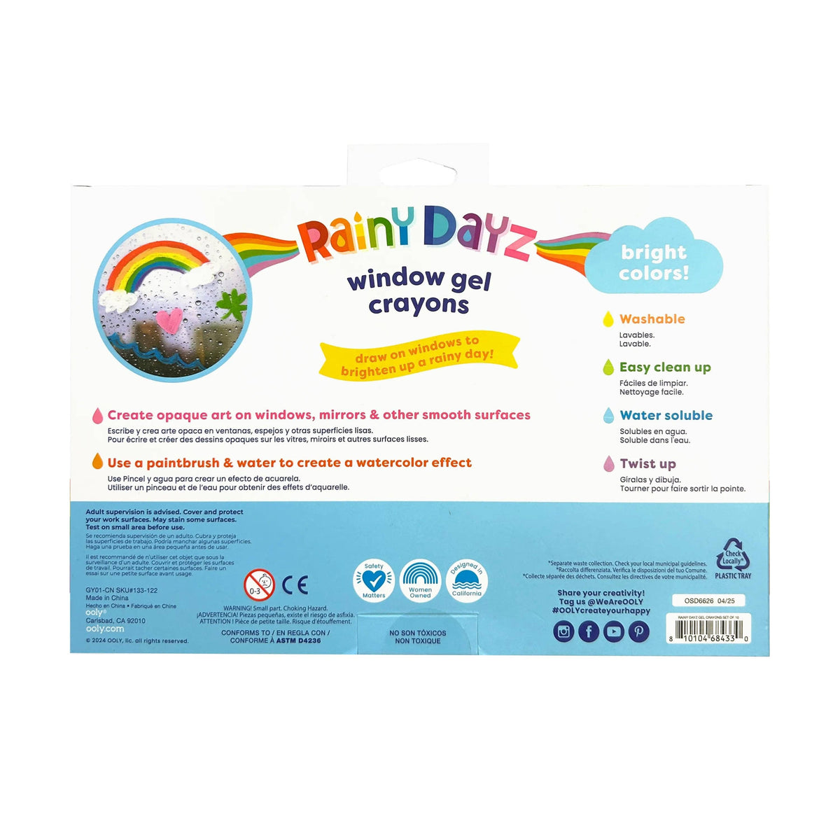 Rainy Dayz Window Gel Crayons - Set of 10