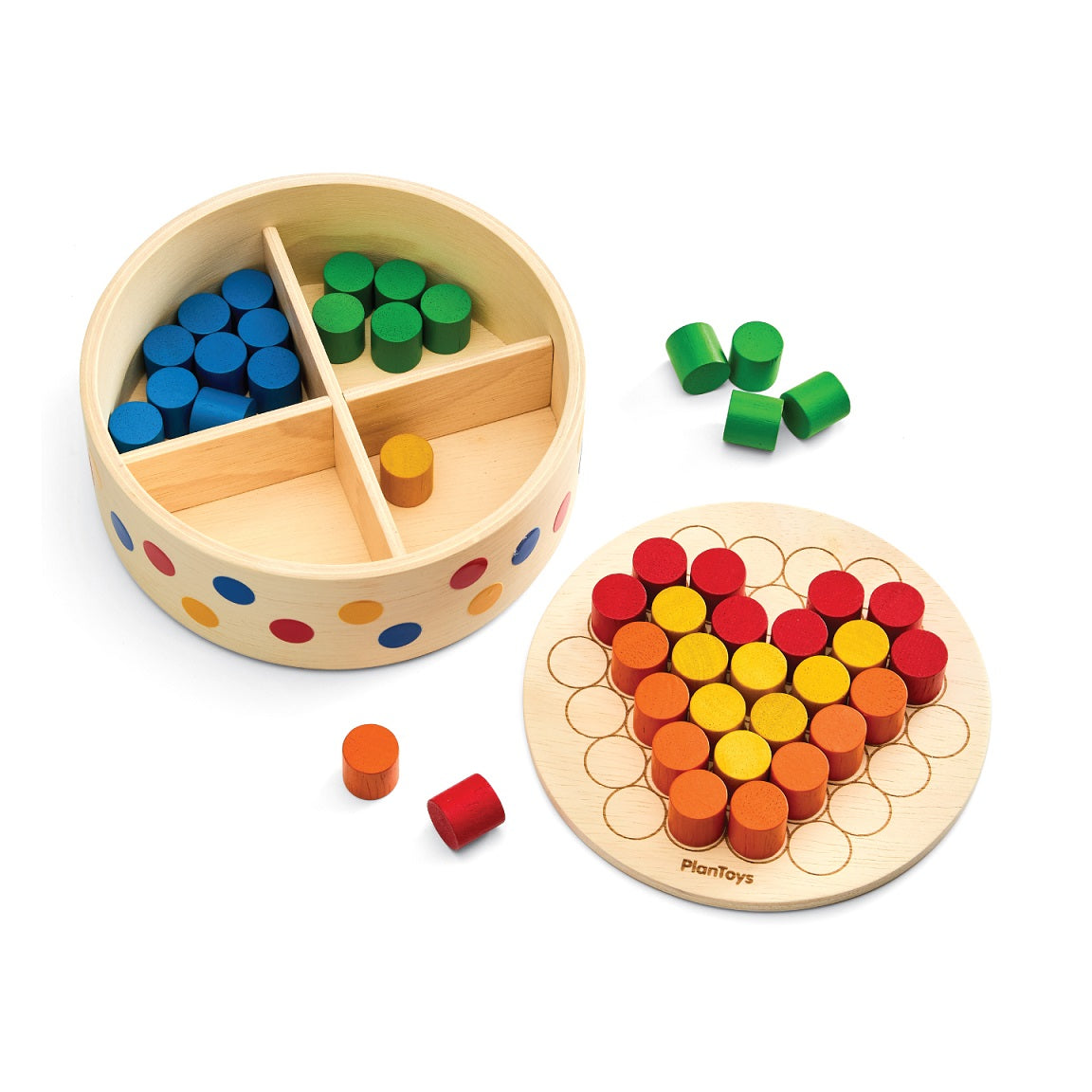 Wooden Pattern Peg Board with Container