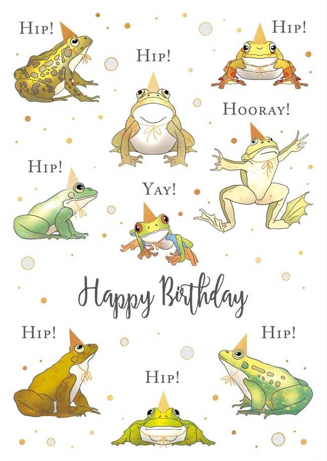 BIRTHDAY GREETING CARD PARTY FROGS QUIRE