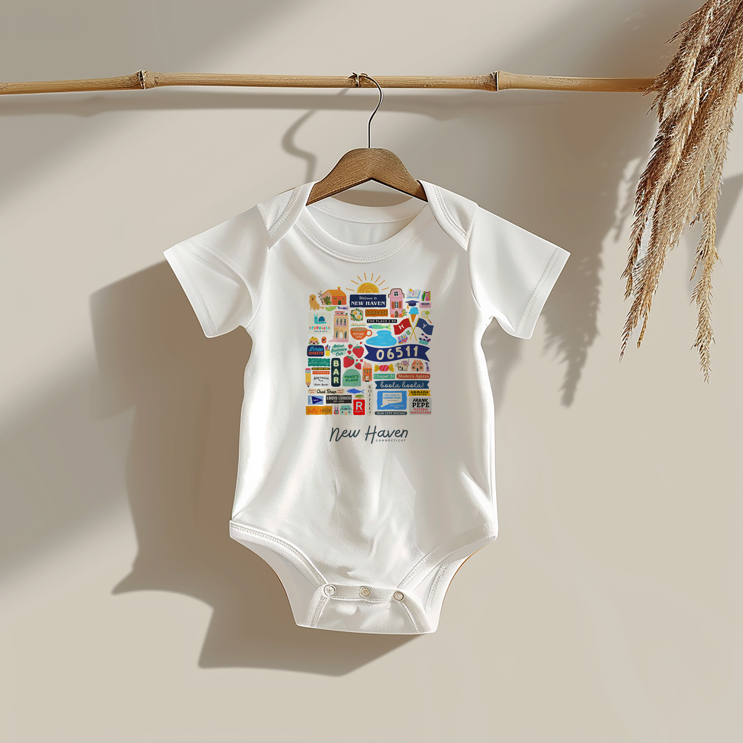 New Haven Onesie: New Haven Print: 0-3M