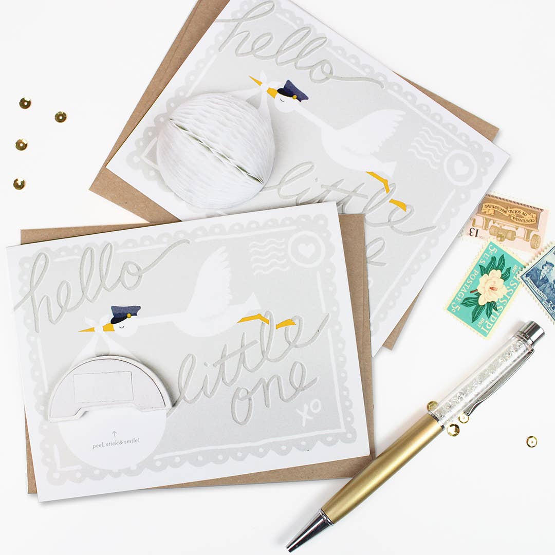 Pop-up Card - Stork - New Baby