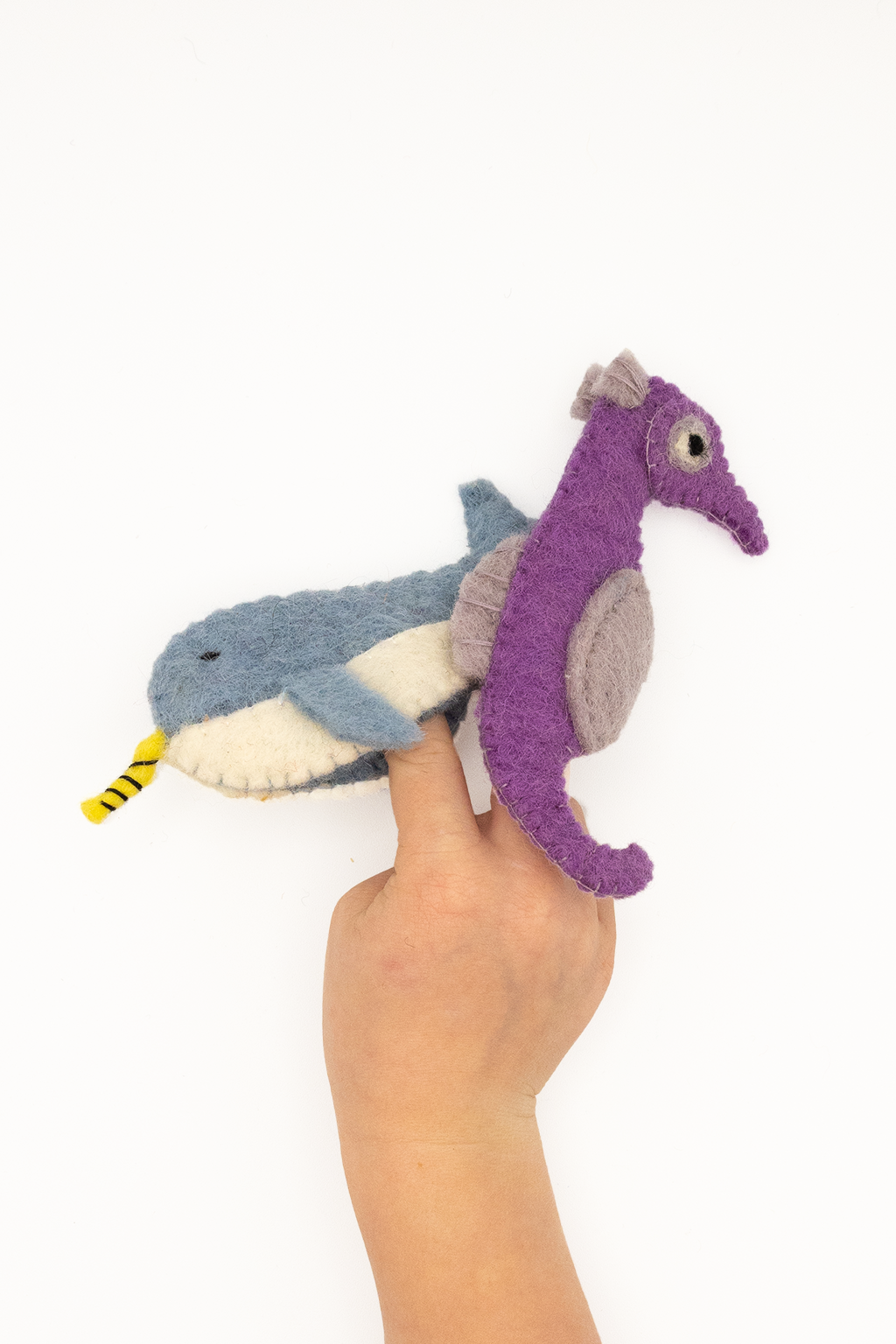 Finger Puppet - Narwhal and Seahorse (Ocean theme)