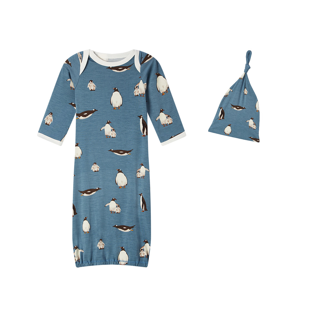 Penguin Newborn Gown + Hat Set
