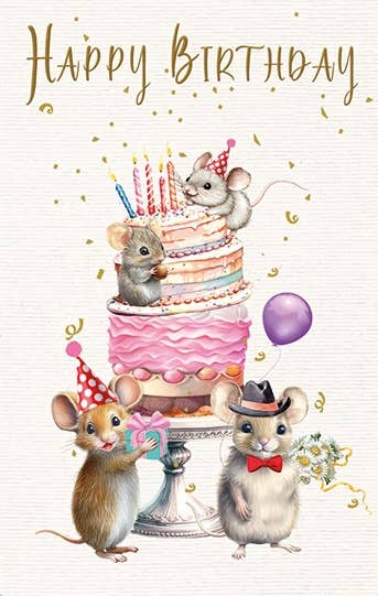 BIRTHDAY GREETING CARD CAKE MICE