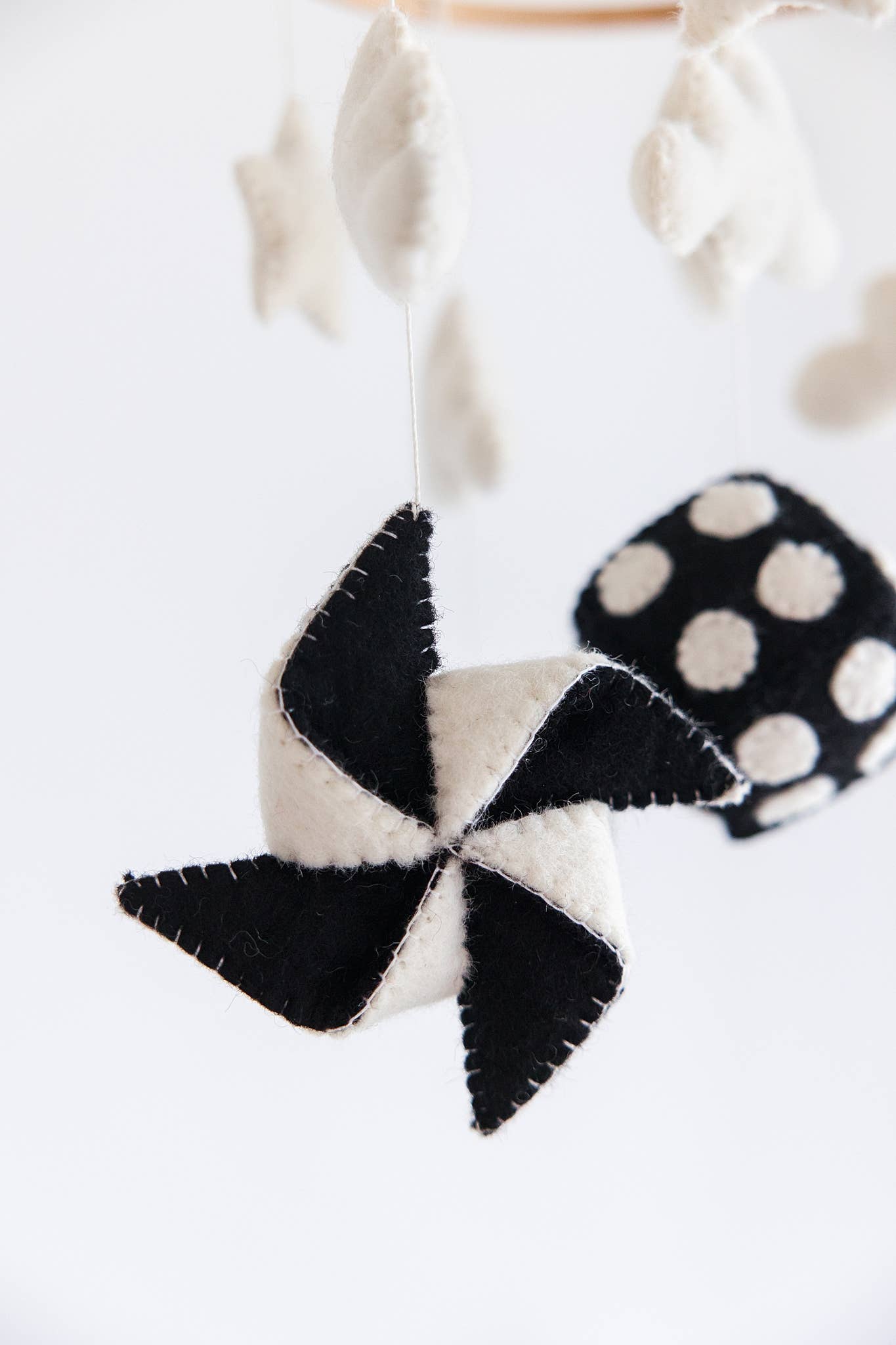 Black & White Contrast Shapes Crib Mobile - Handmade Gift