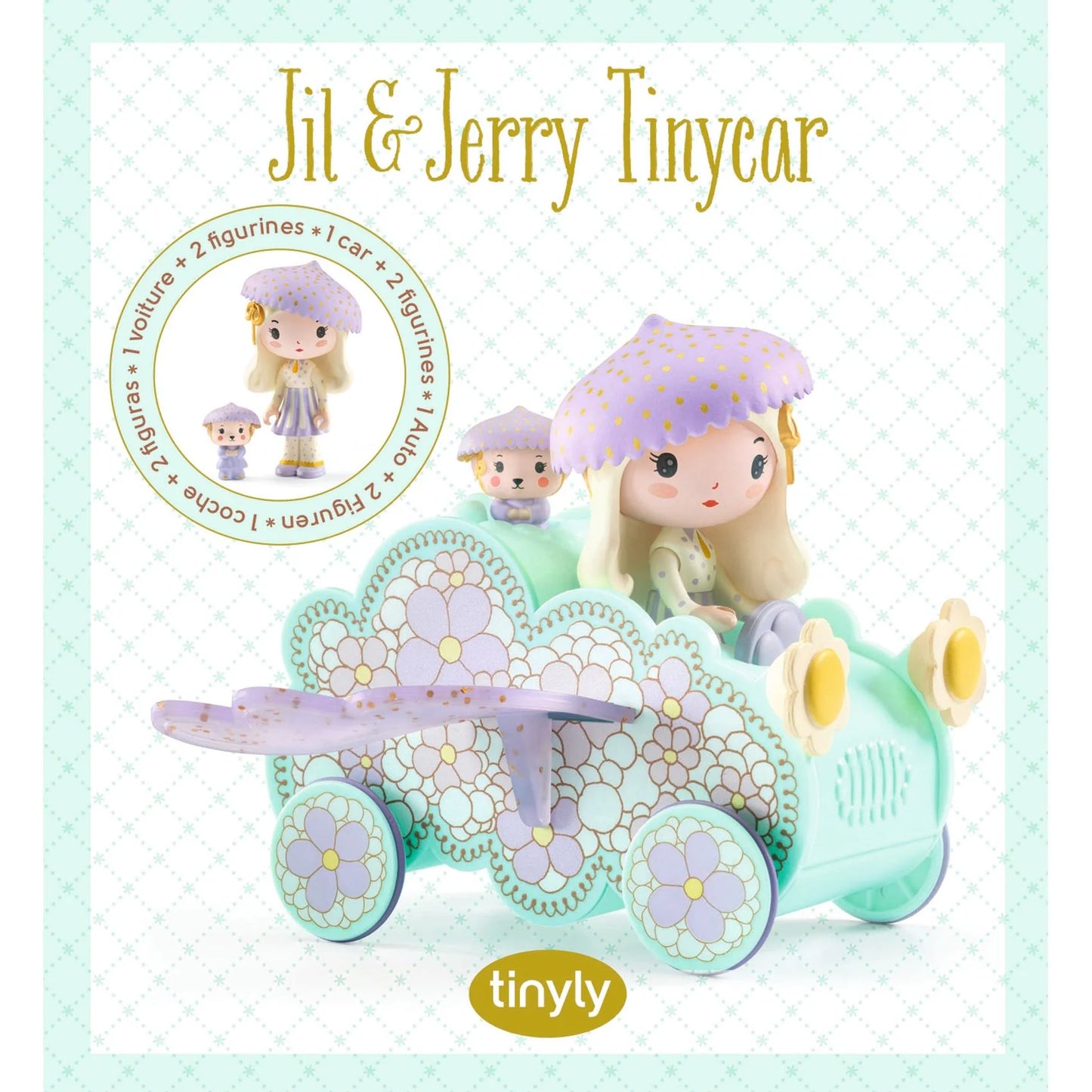 Tinyly Jil and Jerry with Car