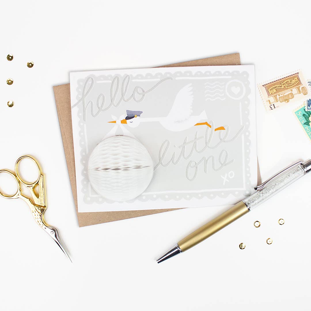 Pop-up Card - Stork - New Baby