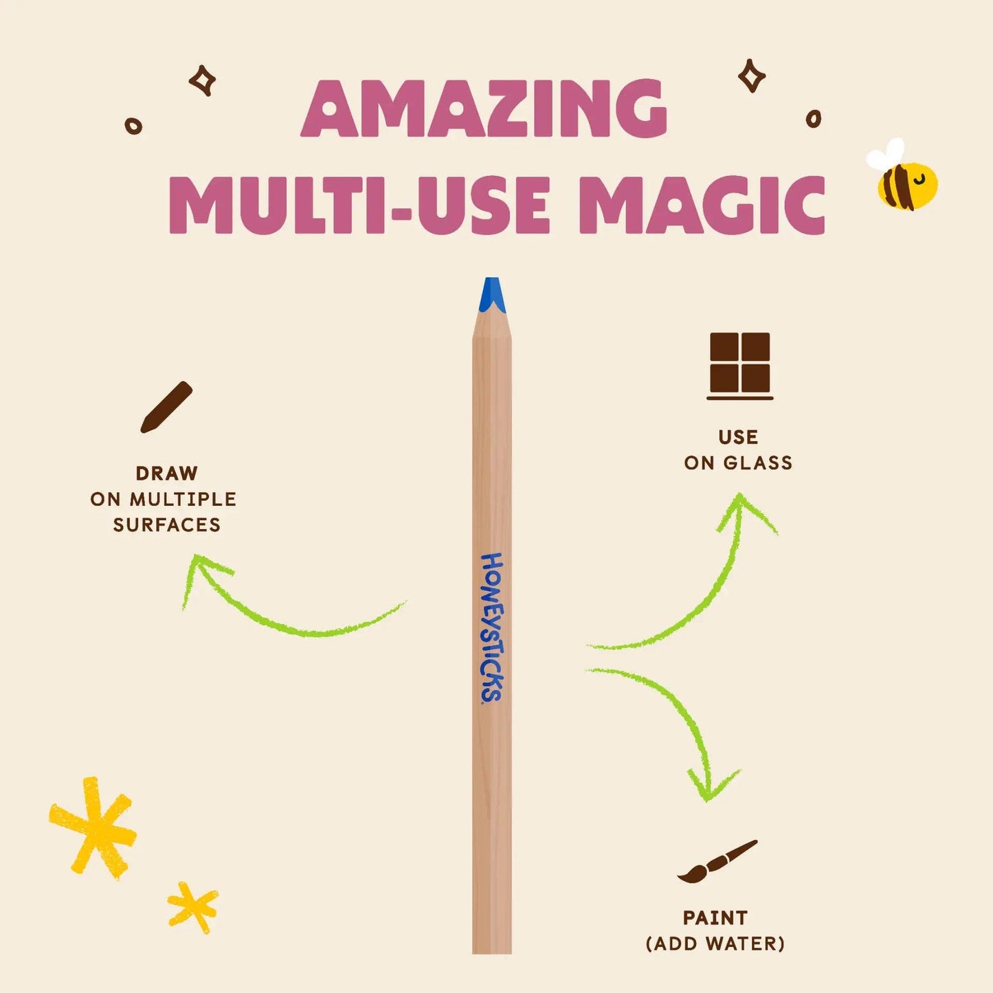 Honeysticks Magic 3-in-1 Beeswax Pencils