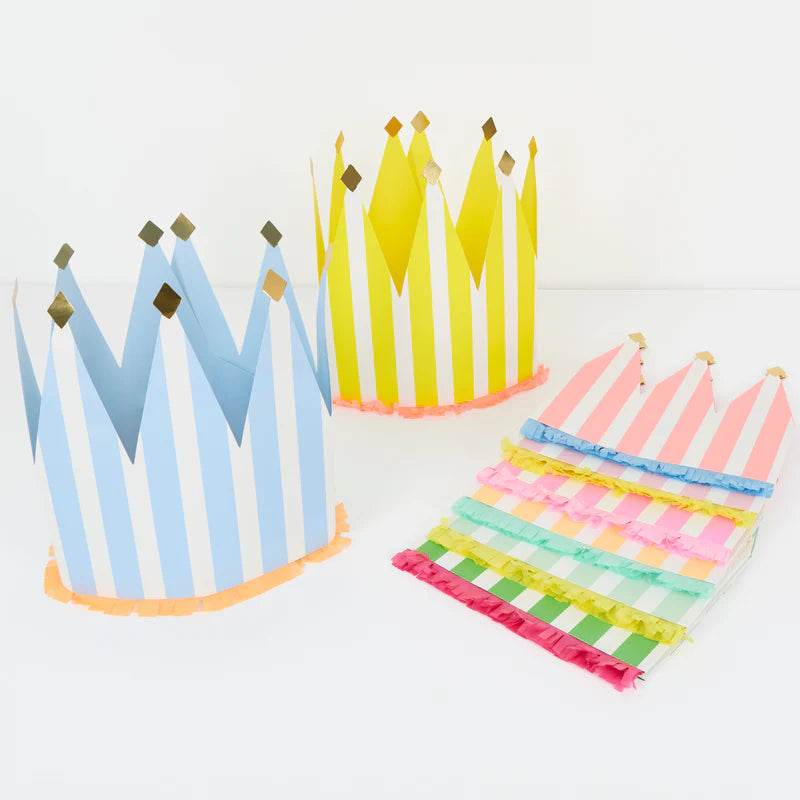 Striped Party Crowns - pack of 8