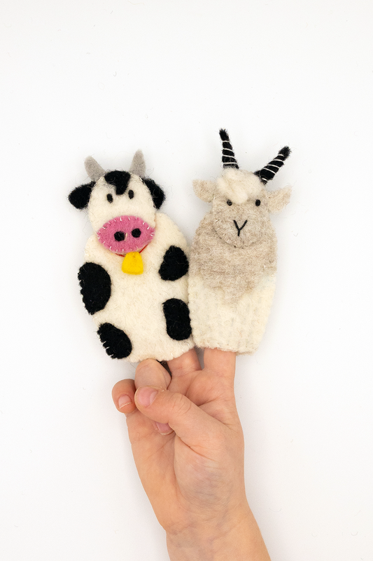 Finger Puppet - Cow and Goat Set (Farm animals) 
