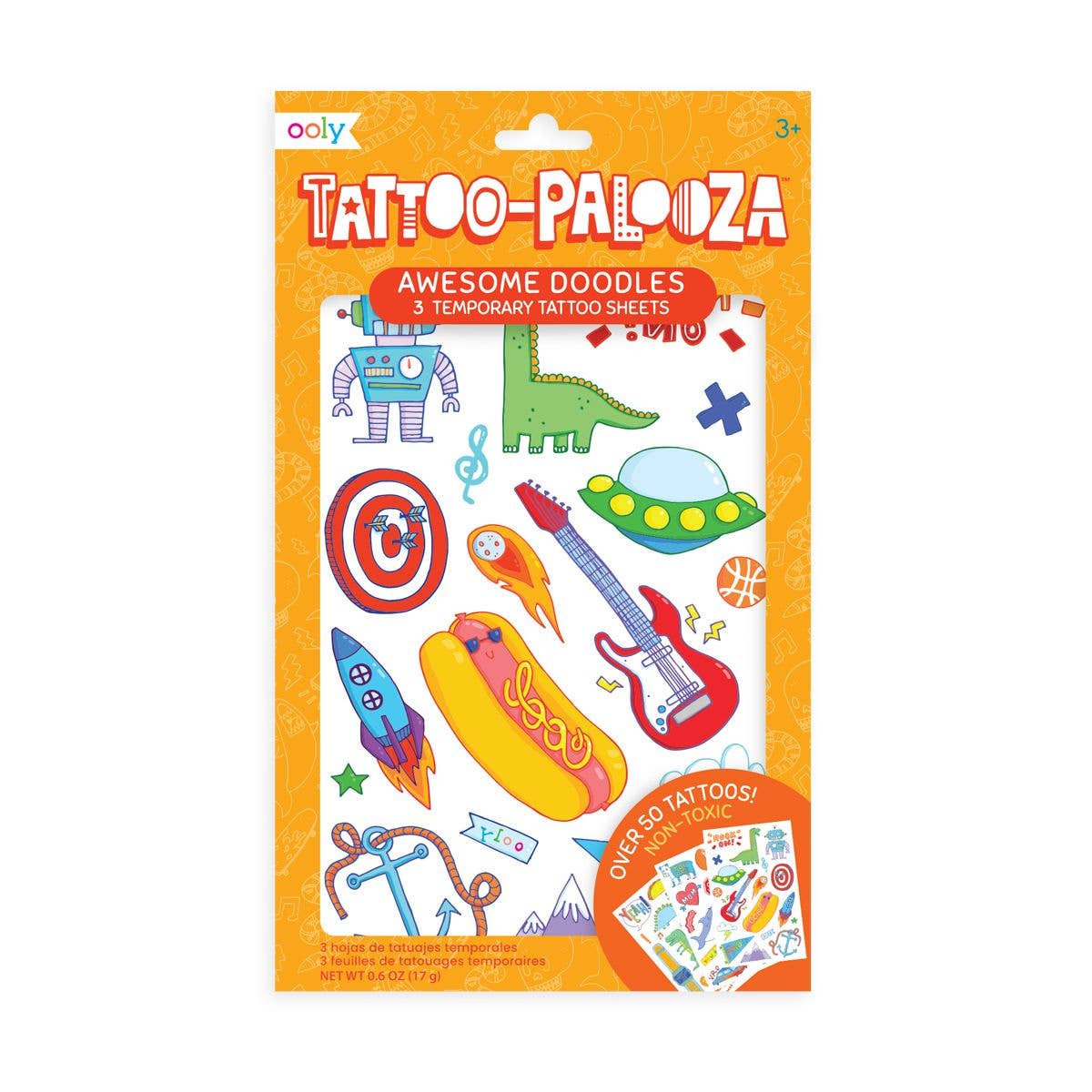 Tattoo Palooza: Temporary Tattoos - Awesome Doodles (3 Sheet Set)