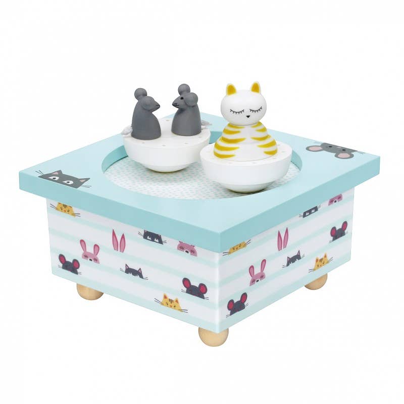 Dancing Cat & Mouse Music Box