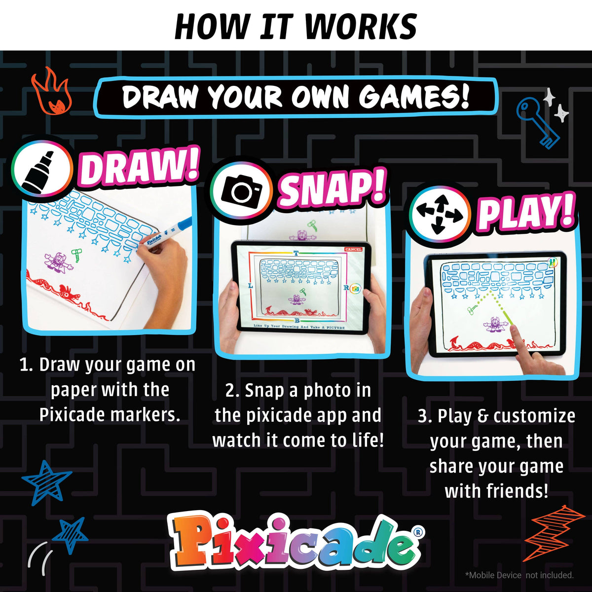 Pixicade - Draw Your Own Games! Kids Steam Toy Kit