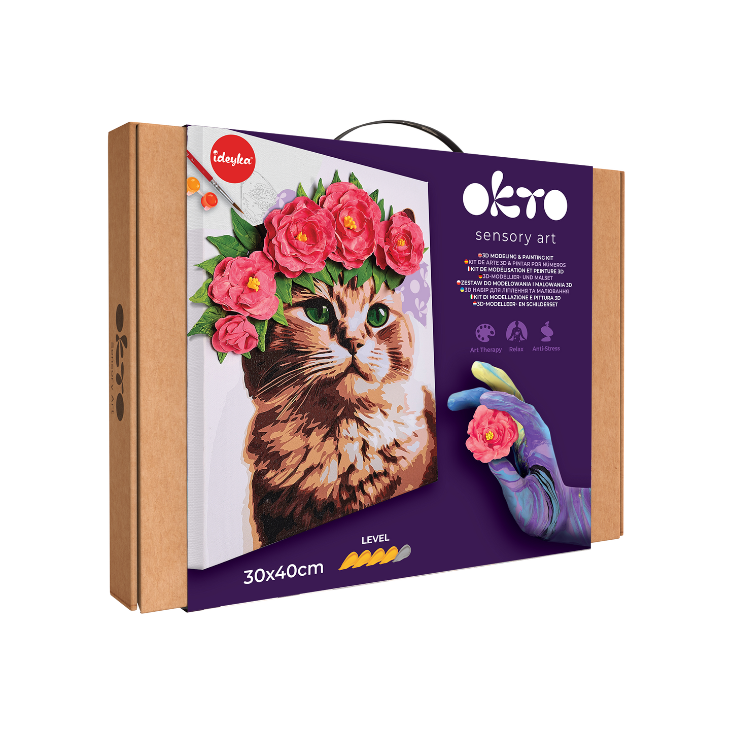 OKTO Air-Dry Clay 3D Painting Kit,  a Cat in a Flower Crown