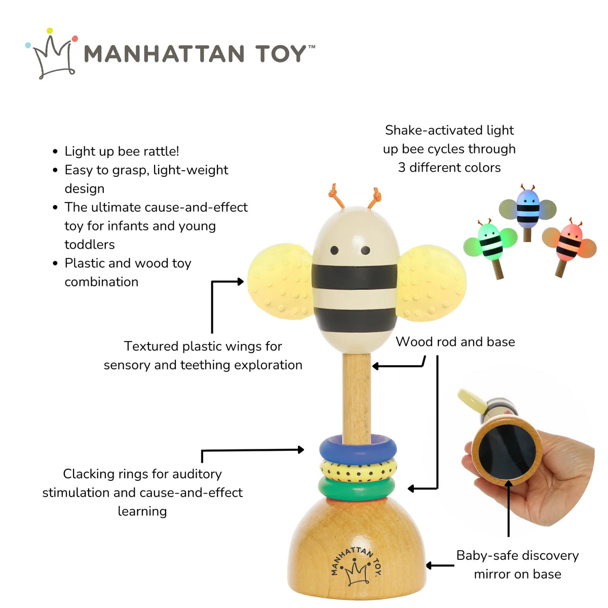 Silver Bee Rattle Brilliant Bee Rattle – Pebbles Toys & Gifts