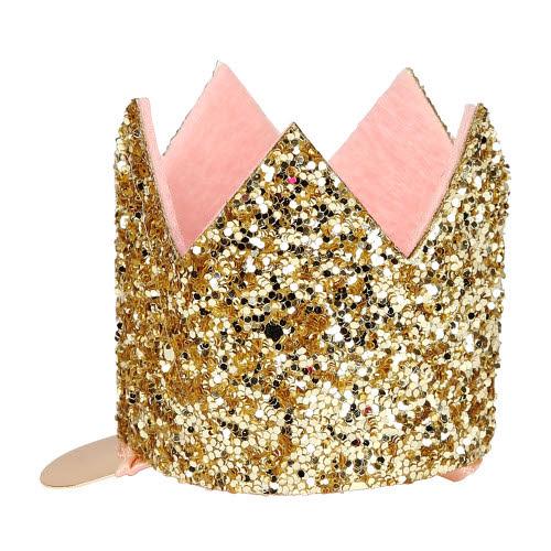 Mini Gold Glitter Crown Hair Clip