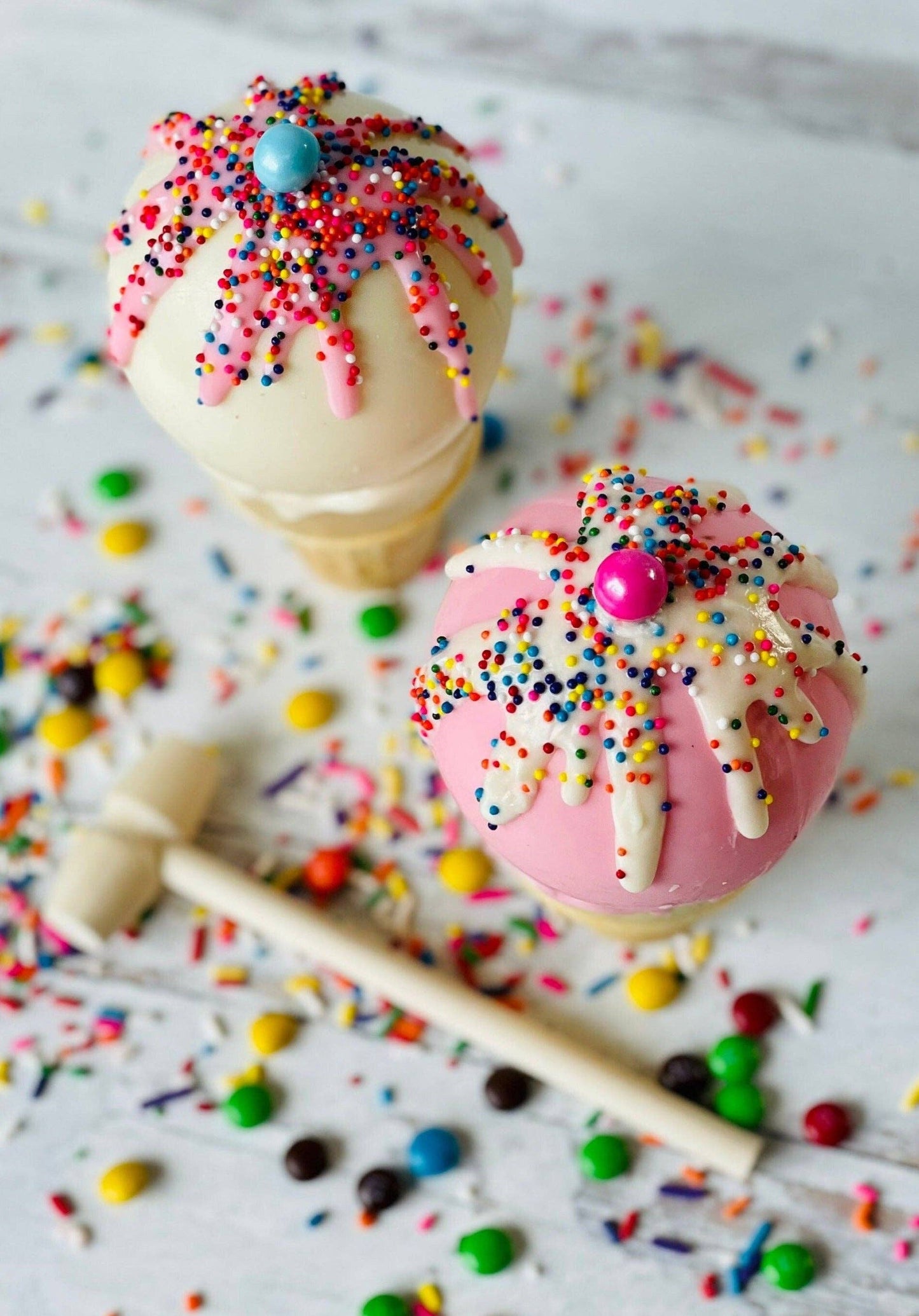 Chocolate Breakable Ice Cream Cones : (Milk Chocolate) and M&M