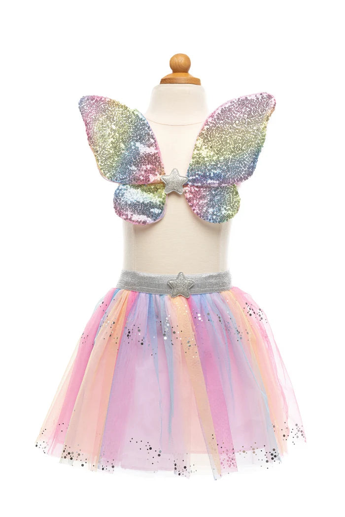 Rainbow Sequin Skirt with Wings