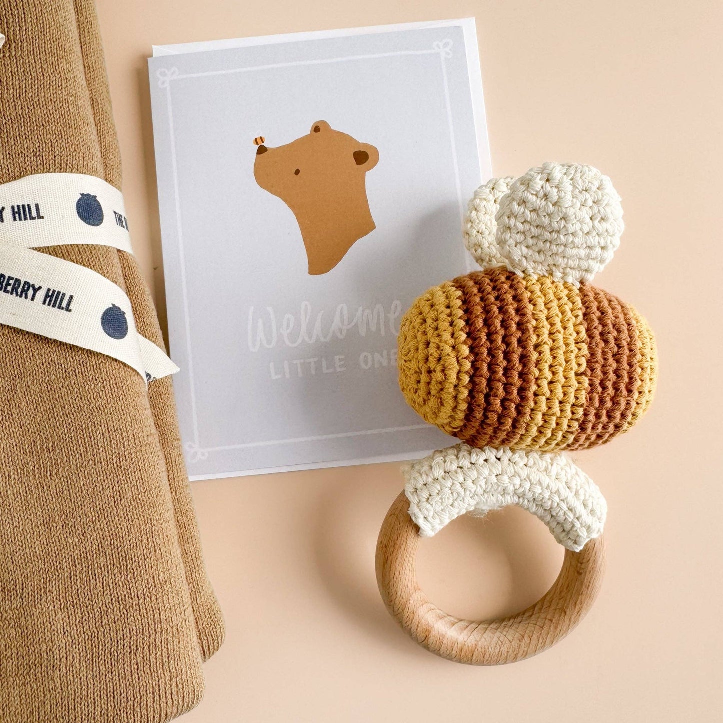 Greeting Card Welcome Little One Bee Bear