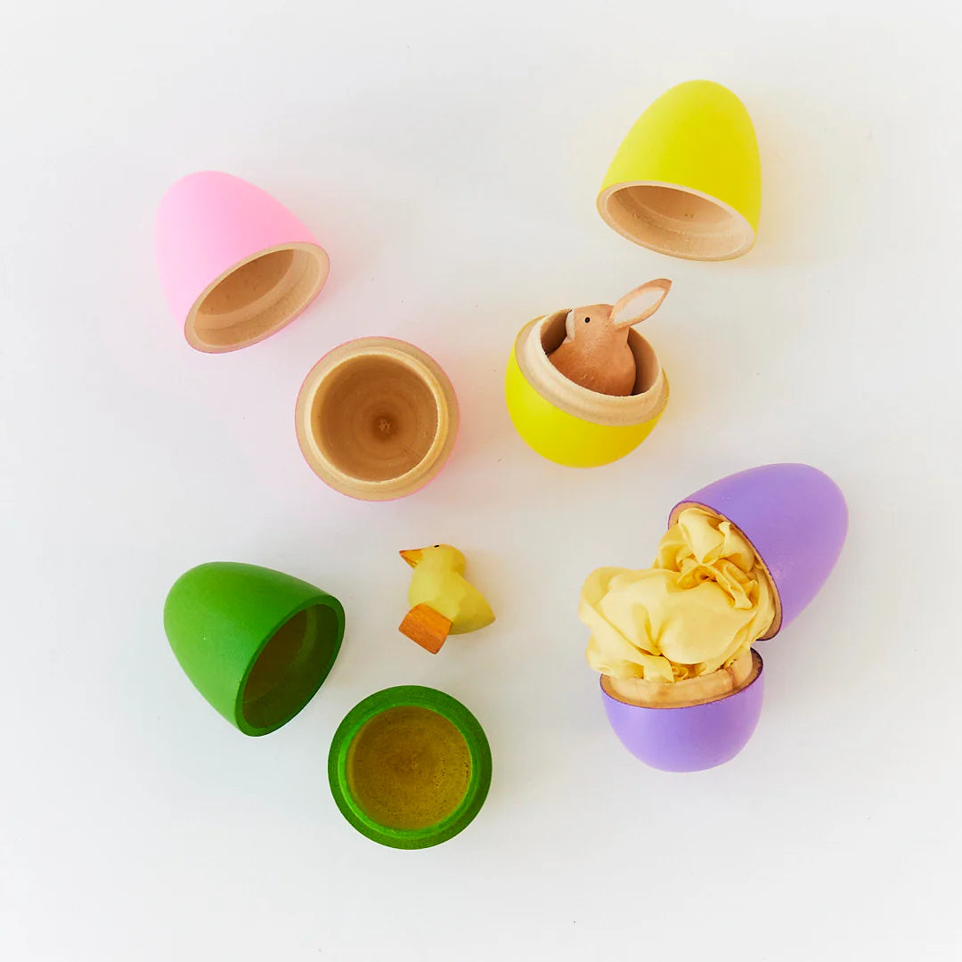 Wooden Pastel Eggs with Surprise