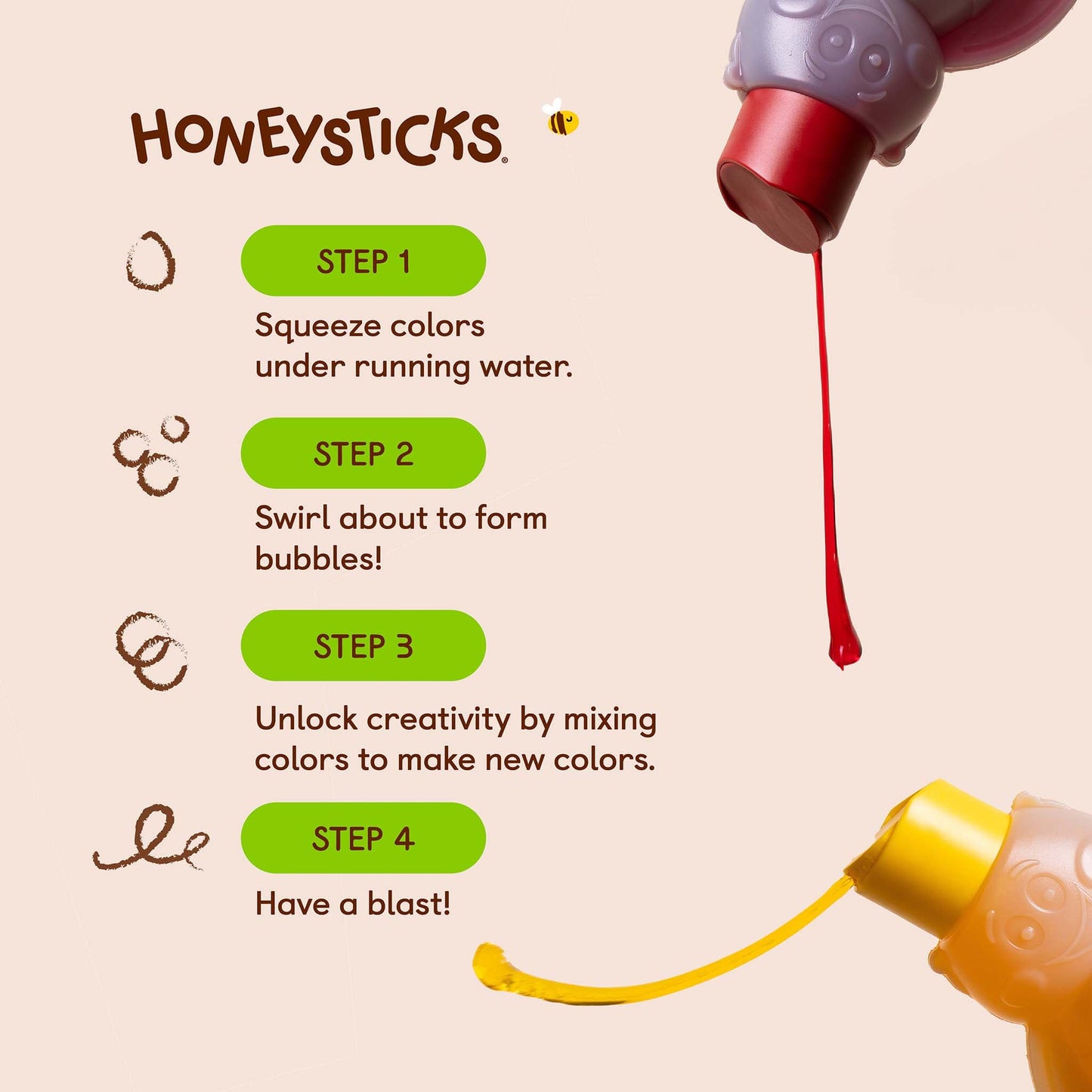 Honeysticks Bubble Bath Color Mixing 3pk