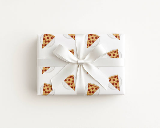 Pizza Slice Wrapping Paper: 3 Sheets Rolled In Cello