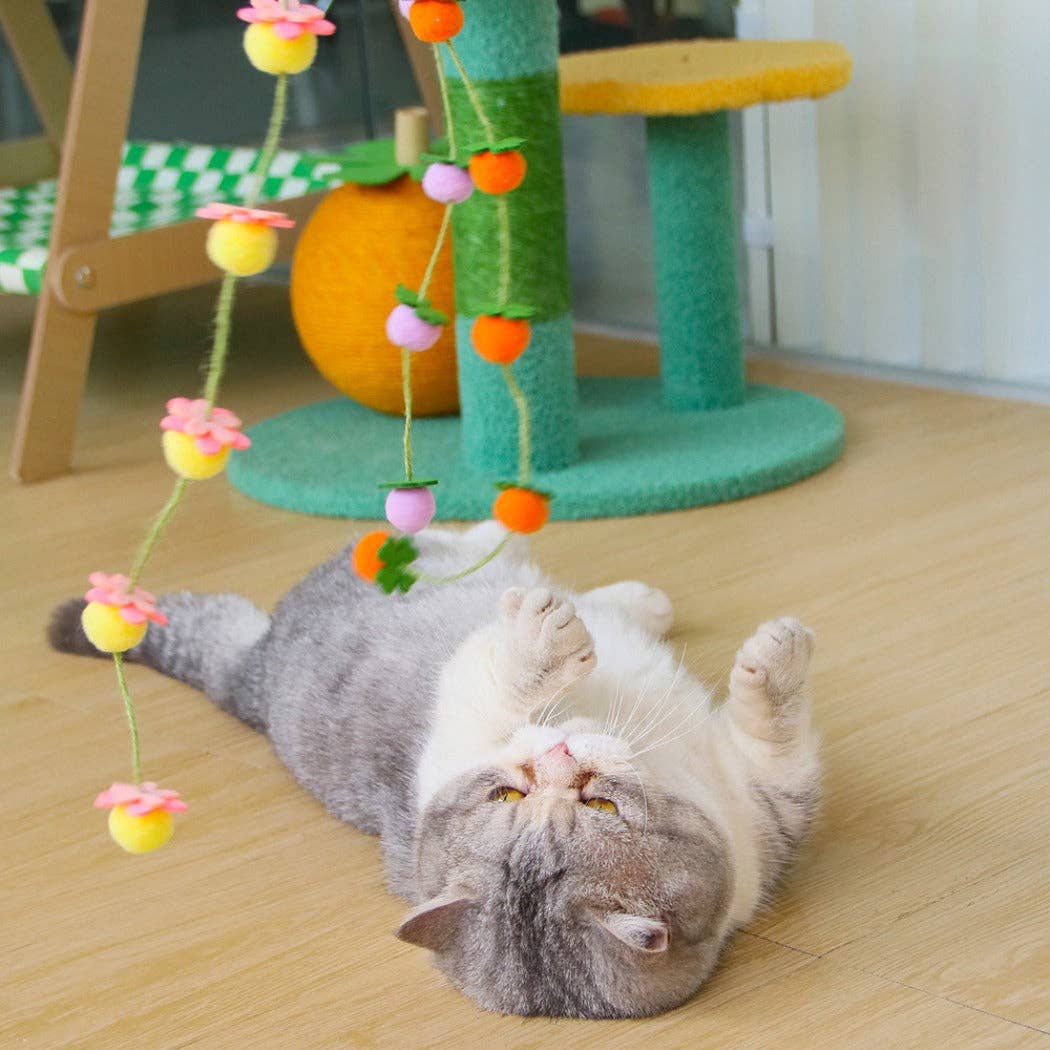 Hanging Pom Wand Interactive Cat Toy