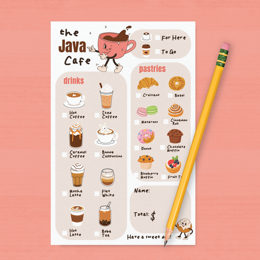 Kids Pretend Play Coffee Shop Notepad