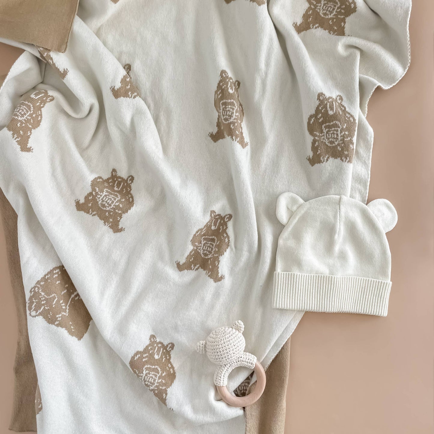 Blanket Honey Bear Organic Cotton Baby Decor Gift Spring: Brown