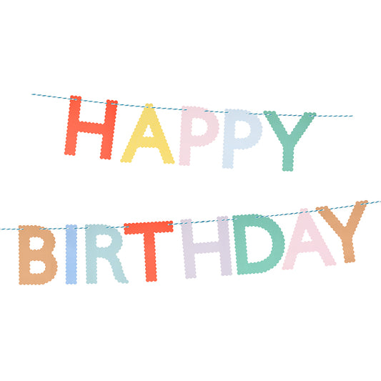 Scalloped Bright Happy Birthday Garland