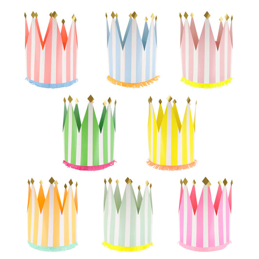 Striped Party Crowns - pack of 8