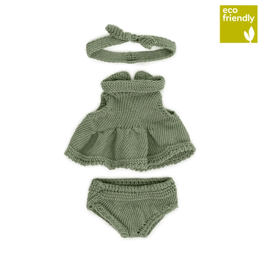 Knitted Doll Outfit, Dress and Headband