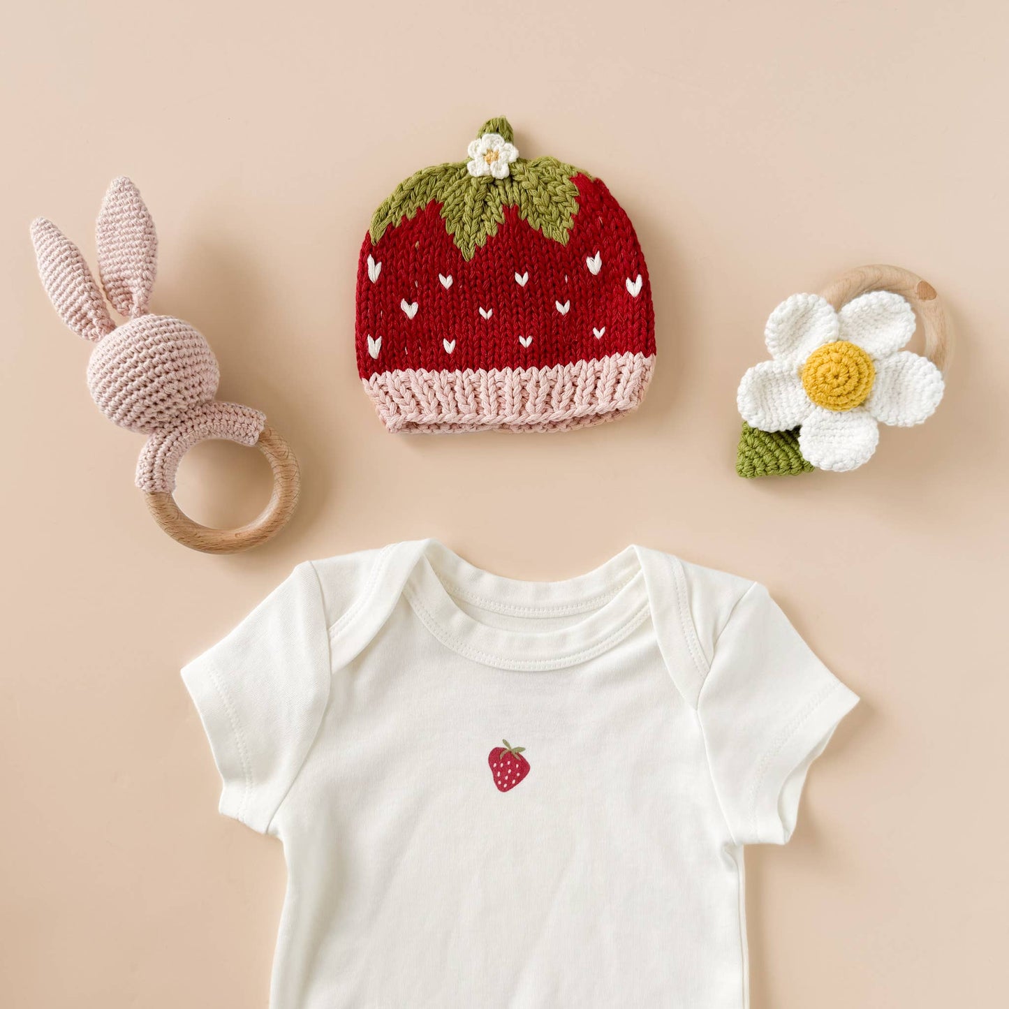 White Cotton Flower Crochet Rattle