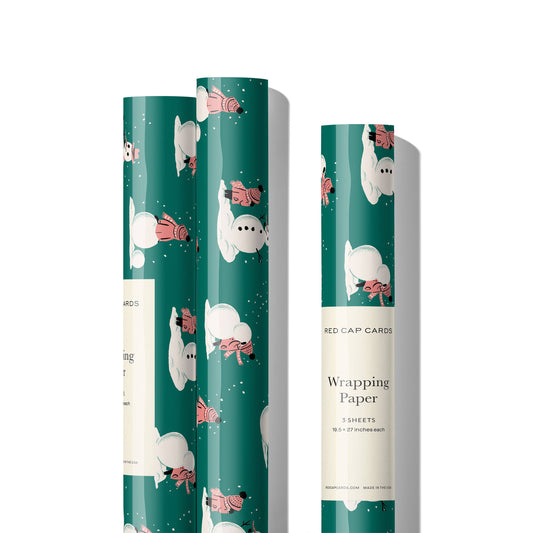 Building Snowman holiday wrapping paper