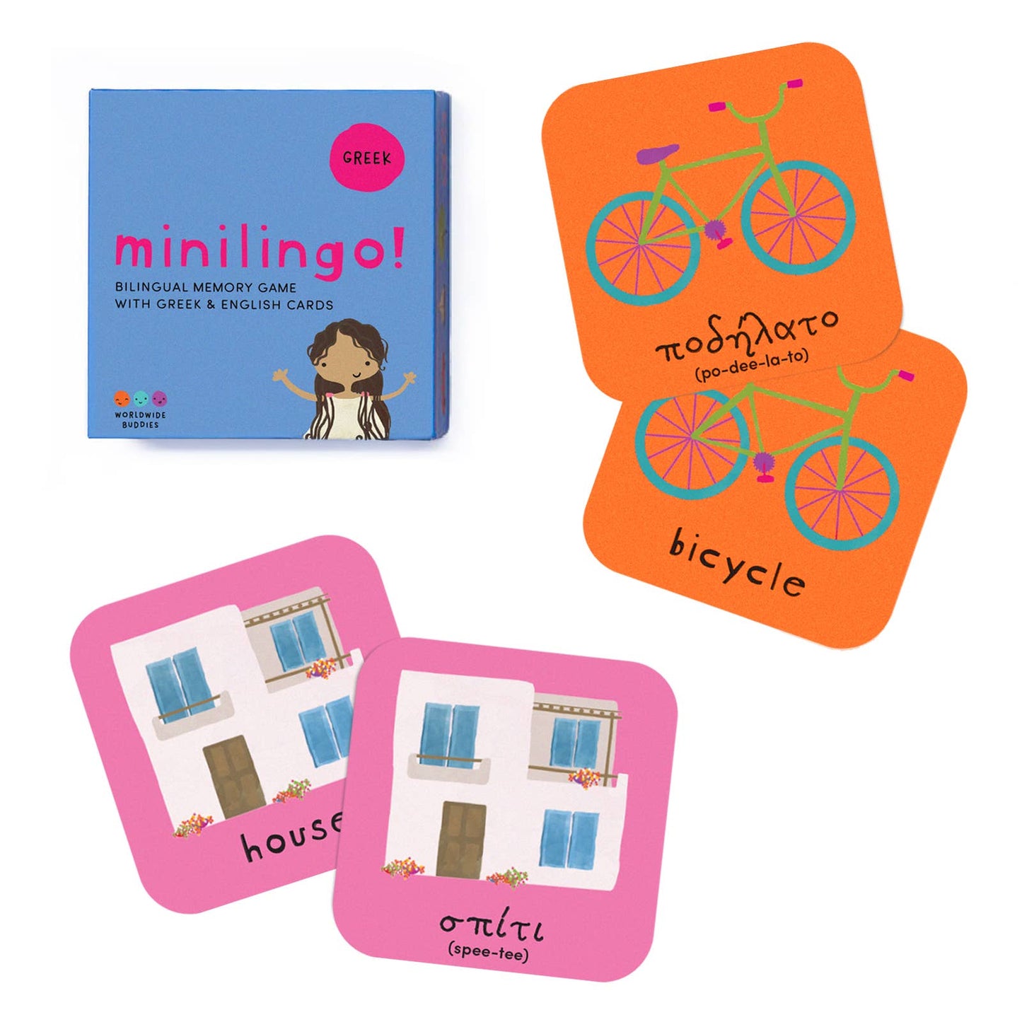 Minilingo Greek/English Bilingual Flashcards for Kids