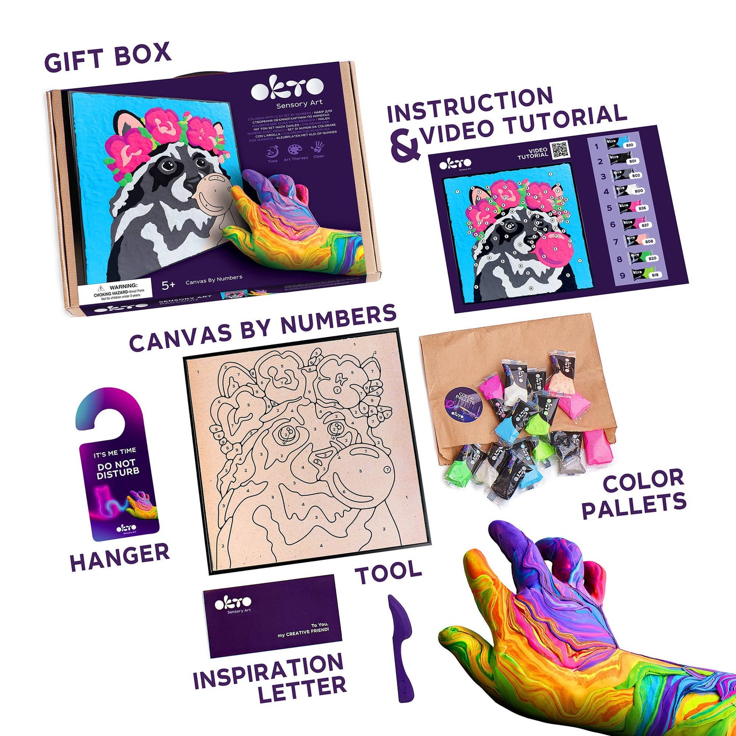 OKTO Clay-by-Numbers Kit – “Raccoon”