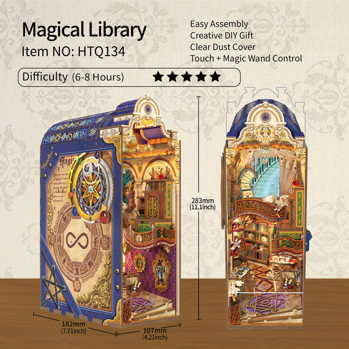 DIY Book Nook Kit: Magical Library w/ Dust Cover