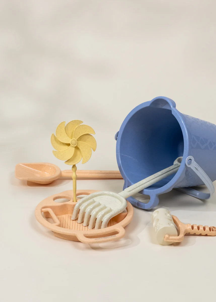 Oversized 6-Piece Wheat Straw Sand Toy Set - Bucket & Accessories