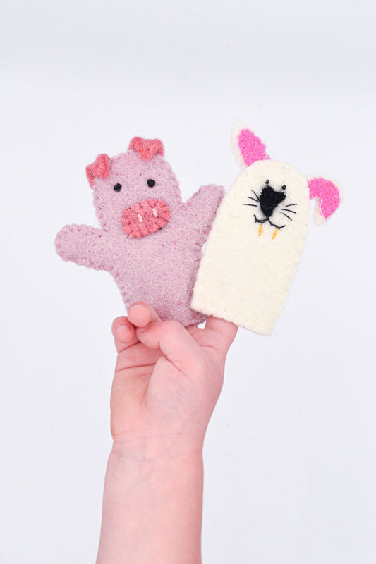 Finger Puppet - Rabbit / Bunny and Pig Set