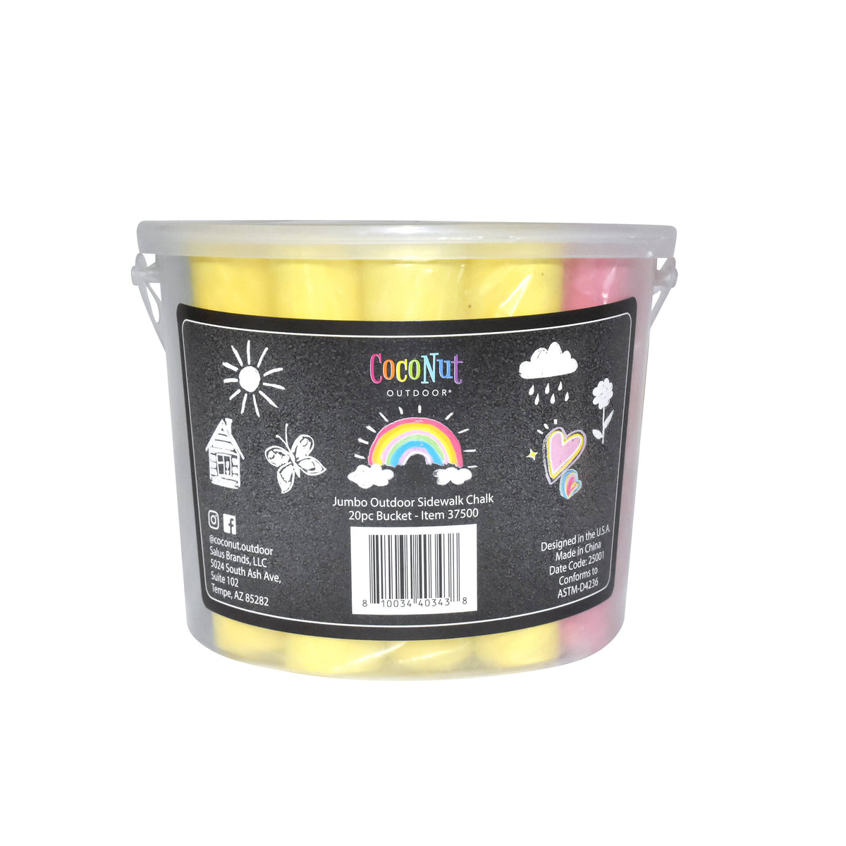 Jumbo Outdoor Sidewalk Chalk 20 Piece Bucket