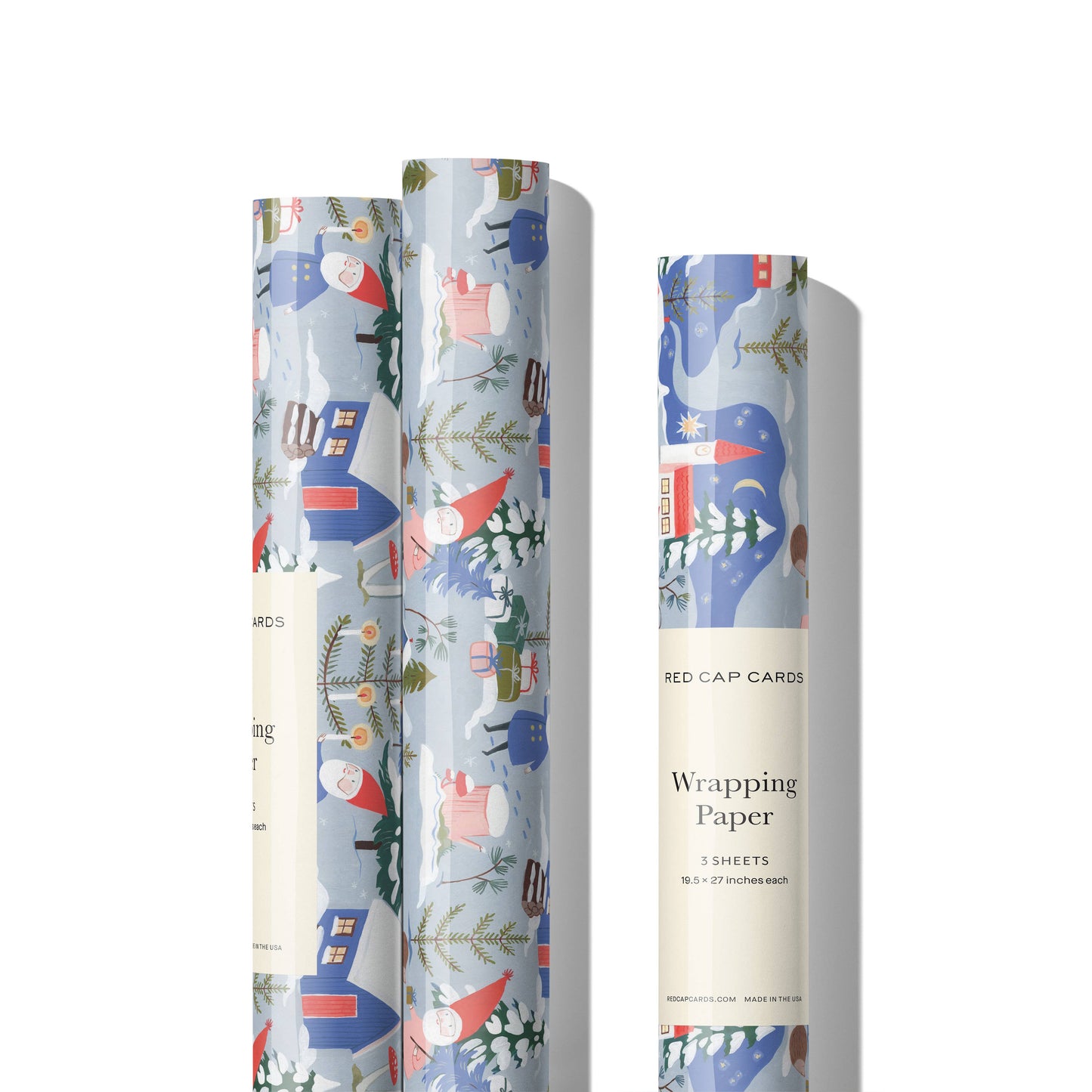 Holiday Gnomes holiday wrapping paper: Rolls of 3 sheets