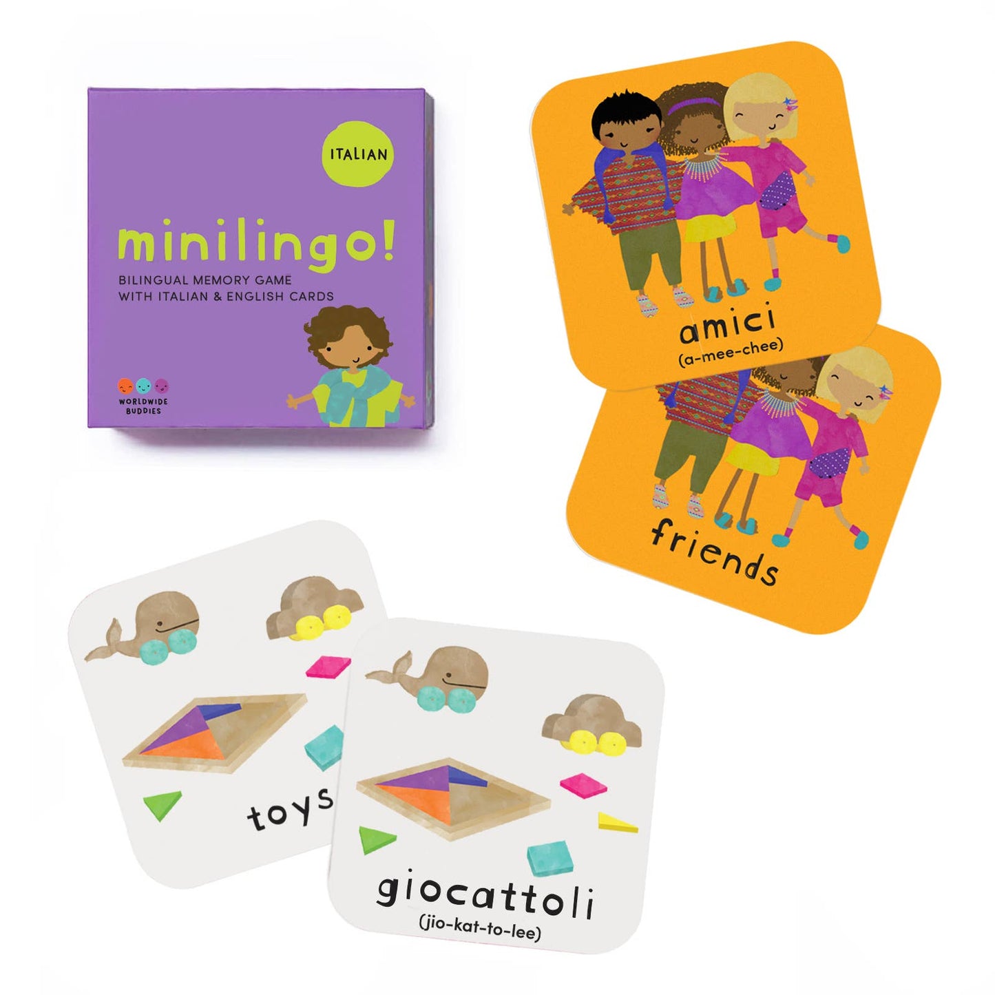 Minilingo, Italian/English Bilingual Flashcards for Kids: Italian/English