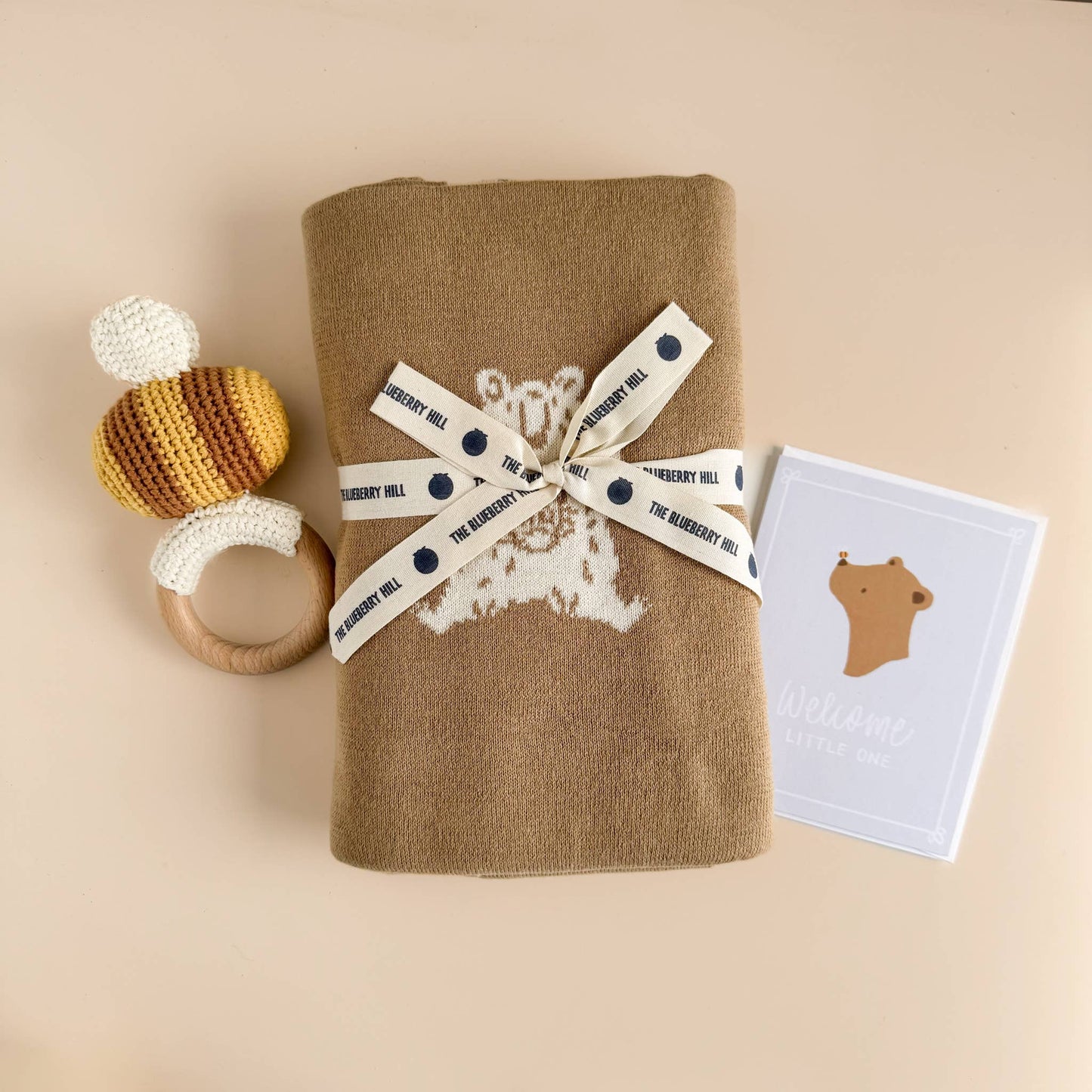 Blanket Honey Bear Organic Cotton Baby Decor Gift Spring: Brown