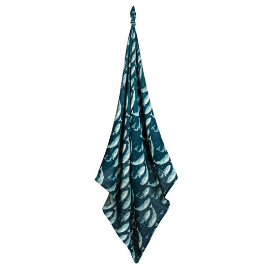 Blue Whale Bamboo Swaddle