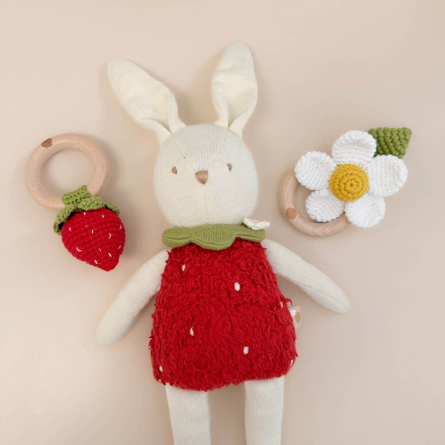 White Cotton Flower Crochet Rattle