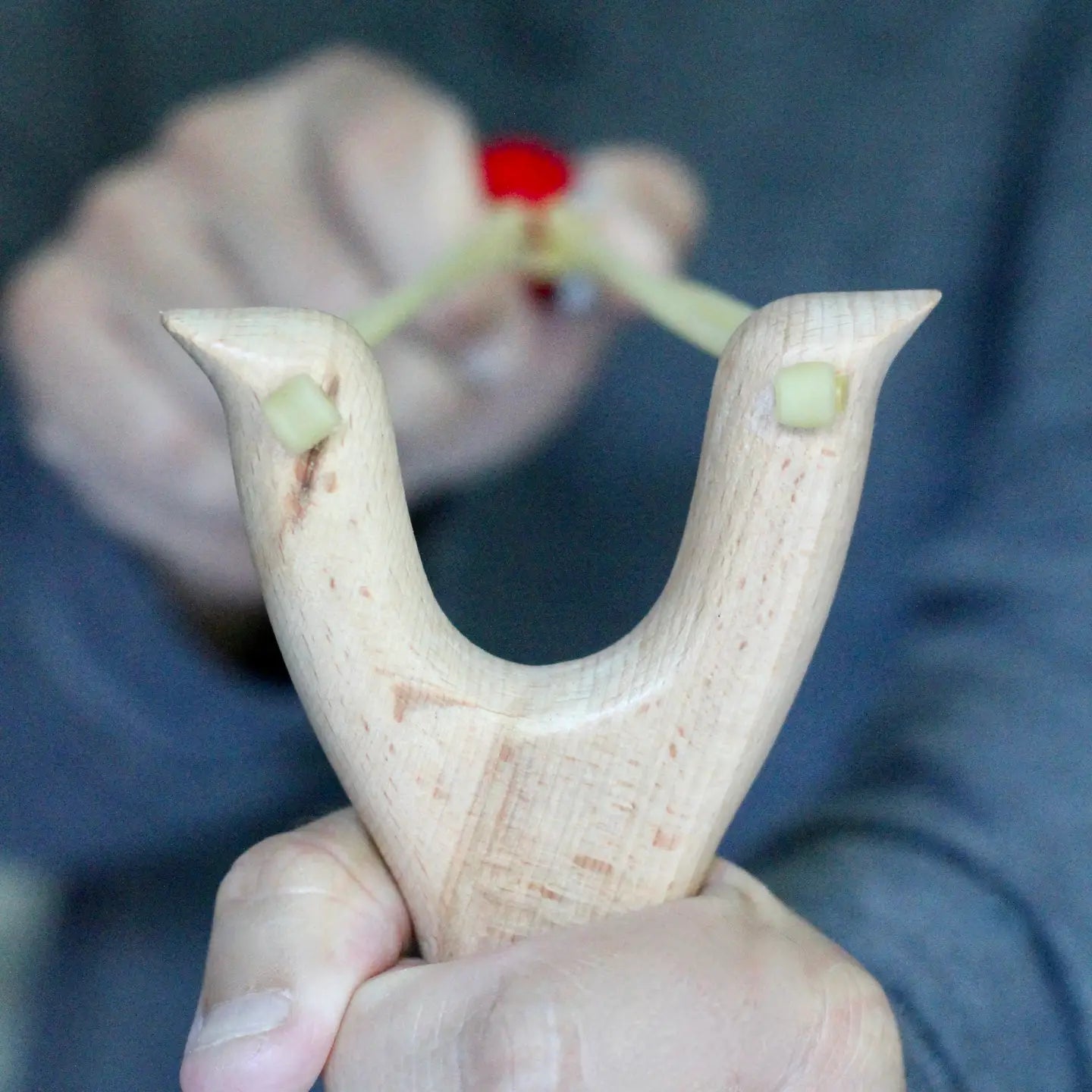 Wooden Slingshot with Felted Balls