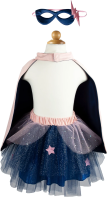 Super-duper Tutu/Cape/Mask, Pink/Navy, Size 4-6