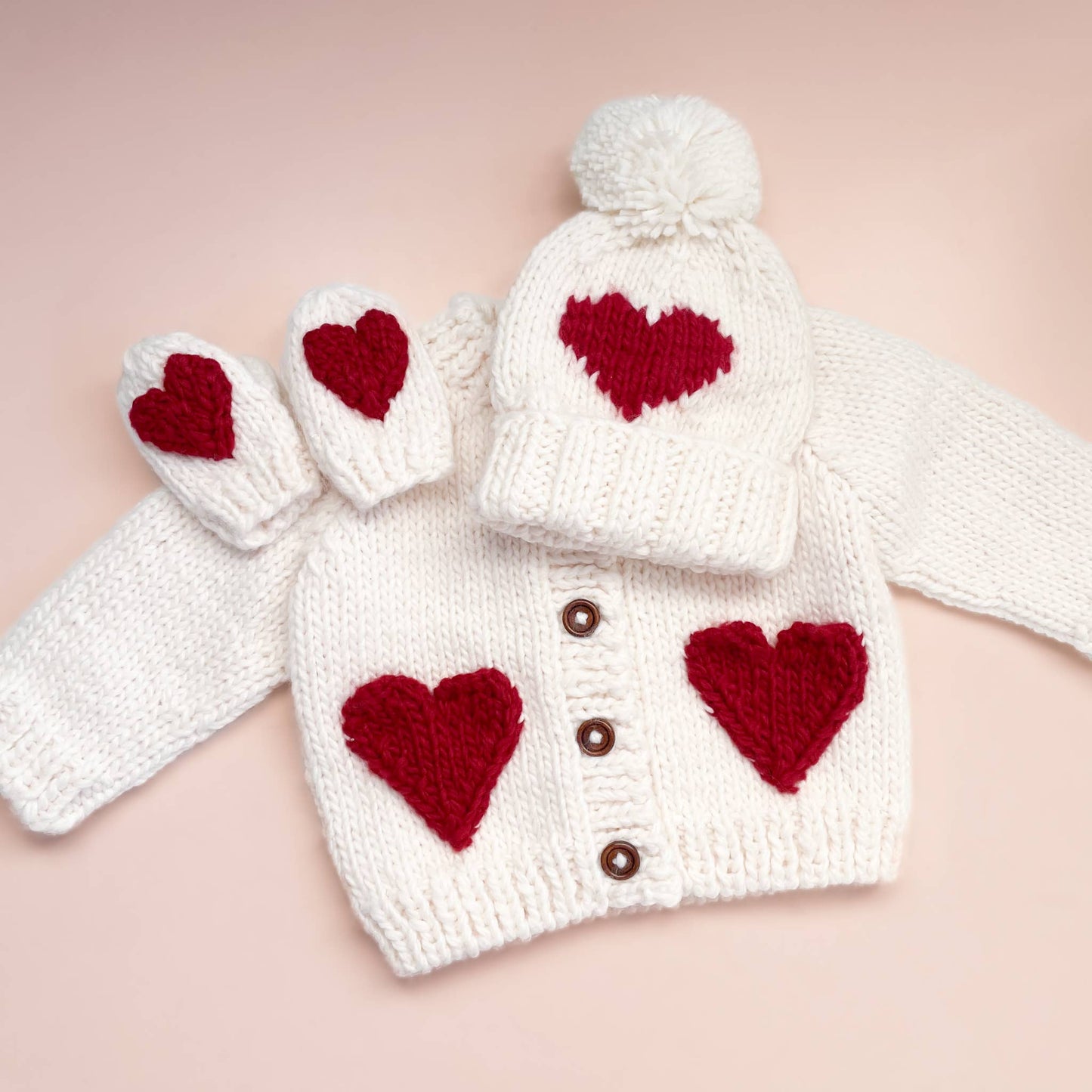 Heart Mittens Red Baby Kid Accessories Valentine's Love: S; 6-24m